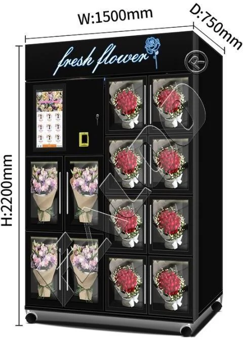 Máquina expendedora de flores refrigerada con gabinetes individuales