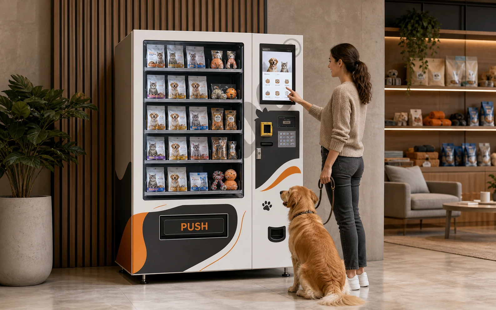 Máquina expendedora APTUS Pet con alimento y accesorios para mascotas