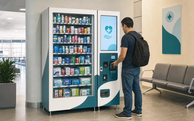 Máquina real para venta autónoma de productos de farmacia y cuidado personal